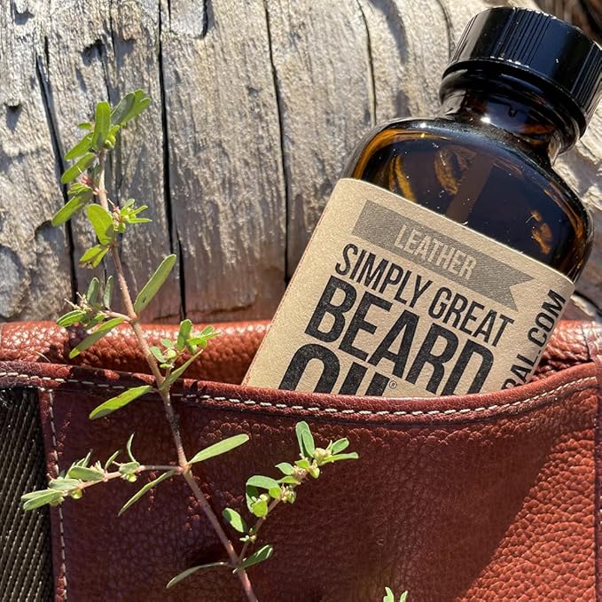 LEATHER Scented - Holiday Gifts - Stocking Stuffers - Beard Conditioner -3 Oz - Easy Applicator - Natural - Vegan and Cruelty Free Care for Beards - Gifts for Men