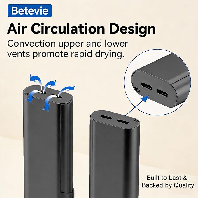 Portable Toothbrush Travel Case: Breathable & Dirt-Proof Hotel Camping Outdoor - Aluminum for Storage Recyclable Traveler (1, Black)