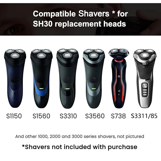 SH30 Replacement Bladess for Philips Norelco Shaver Series 3000, 2000, 1000 and S738 with Durable Sharp Blade, 9 Pieces of Pack