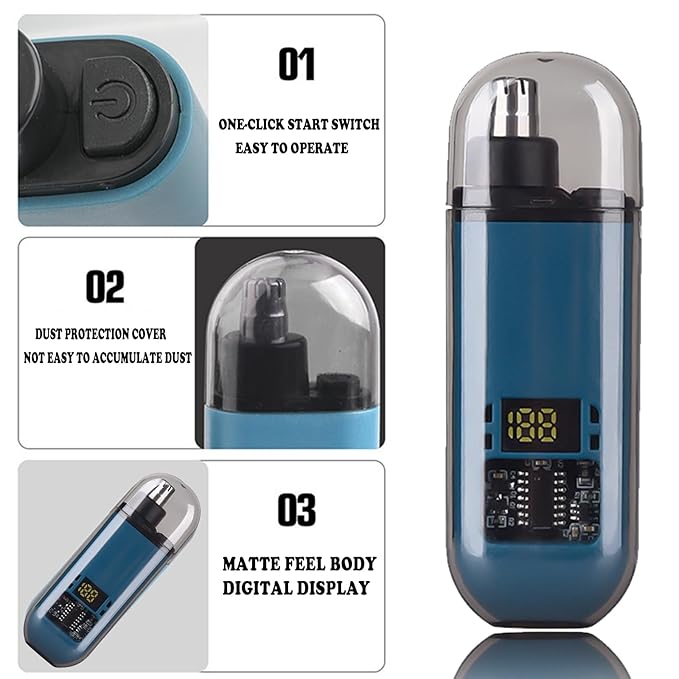 2024 New Pikapipy Nose Hair Trimmer With Digital Display, IPX7 Waterproof Portable Nose Hair Trimmer for Men, 2 in 1 Nasal Hair Cutter Rechargeable Portable Nose Hair Trimmer (2 SET-B)