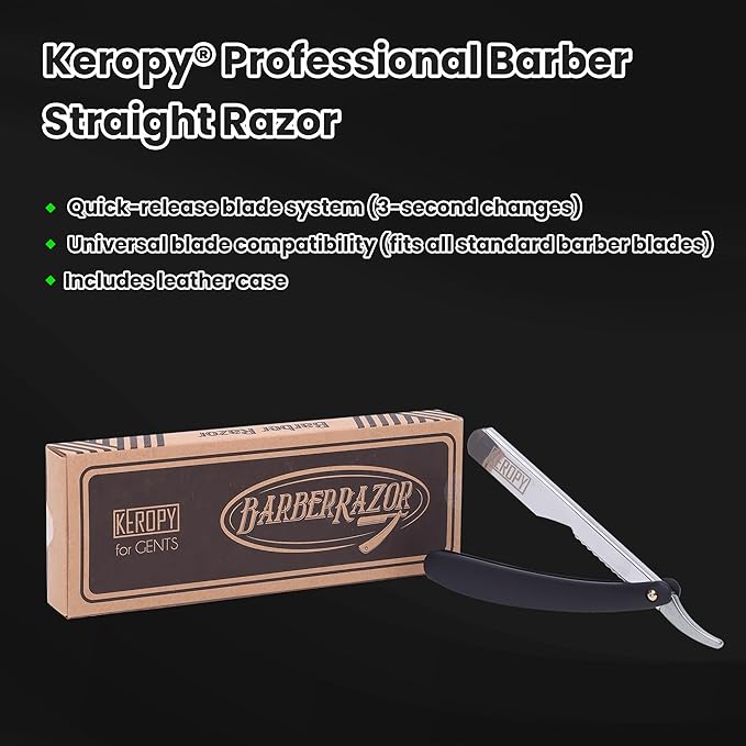 Professional Barber Straight Razor for Men, Single Blade Straight Edge Razor for Close Shaving and Beard Shaping, Shavette Kit with 100 Blades - Ultimate Men's Grooming & Shaving Gift Set