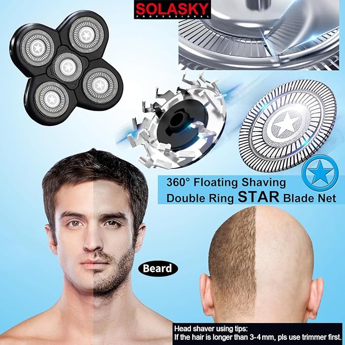 Universal 5 Blades Shaver replacement Heads Compatible with FREEDOM Head Shaver,Universal replacement heads (5 Blades Black)