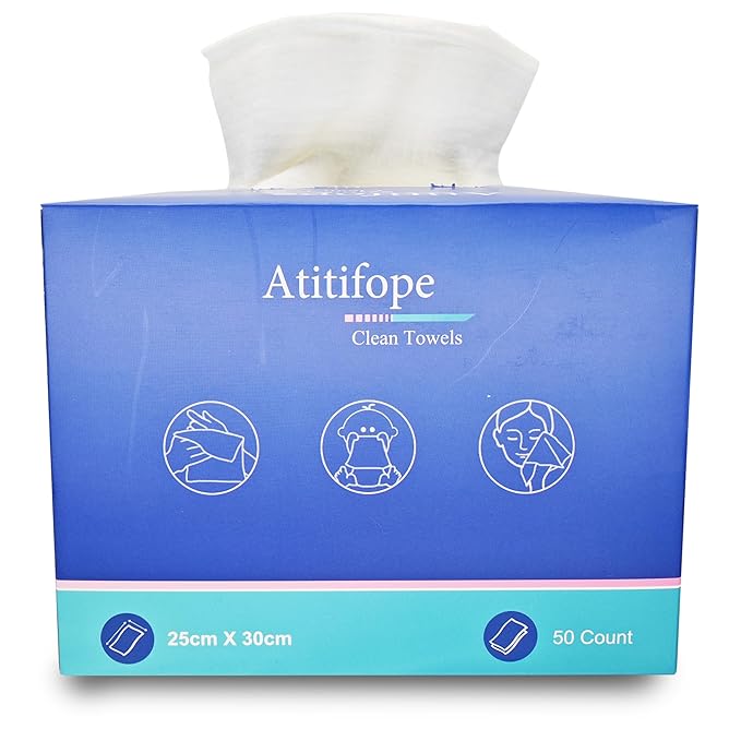 Disposable Face Towels,50 Counts/Box - Soft & Lint-Free Facial Cleansing Wipes for Makeup Removal,Travel & Home Use
