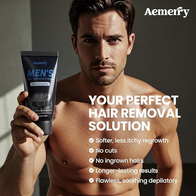 Intimate Hair Removal Cream for Men: Effective Painless Flawless Depilatory Cream for arms legs chest and Pubic Area - Suitable for All Skin Types