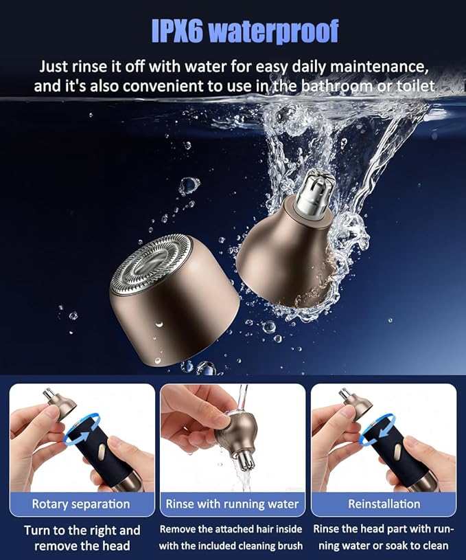 Nose Hair Trimmer for Men & Women, 2 in 1 Electric Nose and Ear Hair Trimmers Ear & Eyebrow Grooming Kit Face Clipper with Powerful Motor and Dual-Edge Blades Waterproof, Portable Travel Size (Blue)