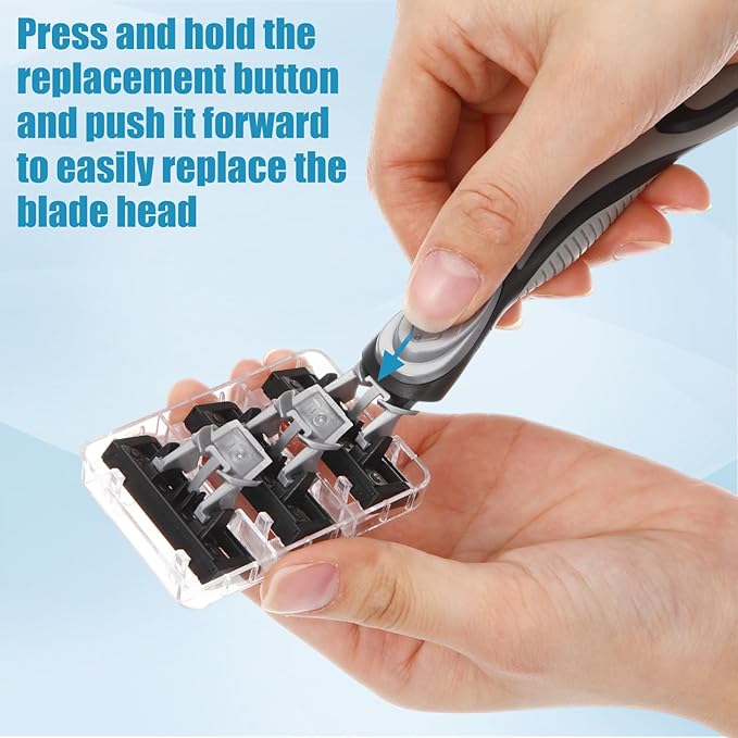 9 Pcs Refillable Men's Razors Kit Holiday Shaving Kit 5 Blade Disposable Sensitive Skin Razor for a Comfortable Shave, 1 Handles and 8 Cartridges