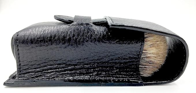 Parker Genuine Leather Shaving Brush Case – Handmade Black Travel Holder for Standard Badger, Boar & Synthetic Brushes