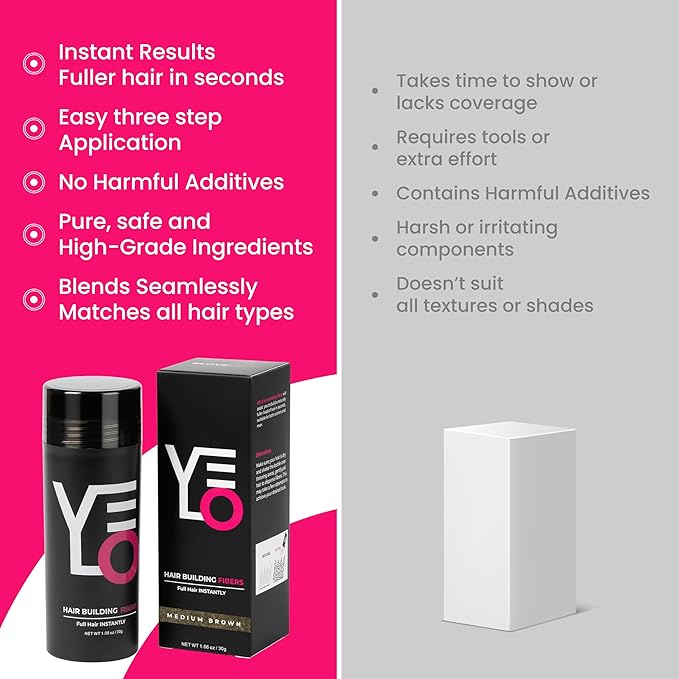 VELO Hair Building Fibers for Thinning Hair –MEDIUM BROWN Hair Fibers for Men & Women – Covers Bald Spots, Hairline Powder, Hair Thickening Fibers – Hair Filler Powder for Fuller-Looking Hair – 30g