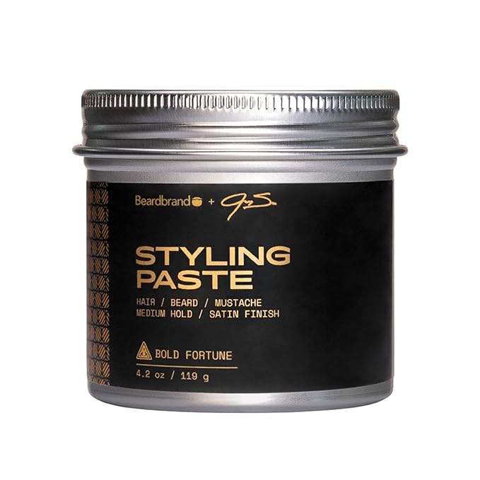 Beardbrand Beard Styling Paste - Medium Hold and Natural Look Hair Paste for Men | Versatile Hair Styling Cream - Bold Fortune Scent - 119 grams