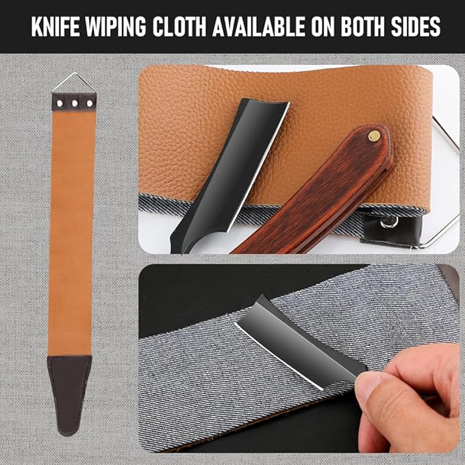 Straight Razor With Strope - Professional Straight Edge Barber Premium Stainless Steel Shaver With Shaving Strop for Men Home & Salon Grooming Using (NO.158)