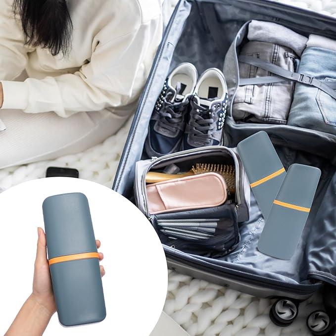 Travel Toothbrush Cup Case Portable PP Seal Tooth Brush Holders Cover Multi-Function Toothpaste Storage Container Cup for Home School Camping Business Trip Bathroom
