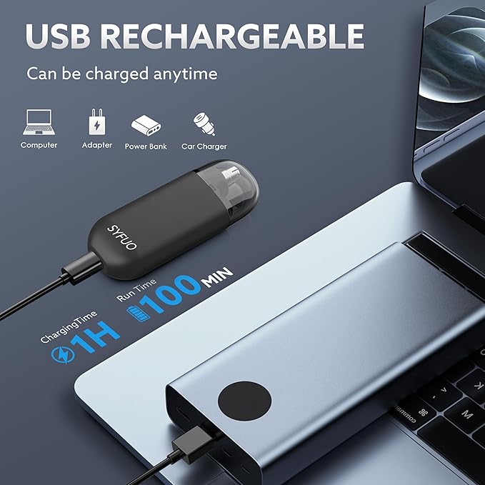 Nose Hair Trimmer for Men,Portable Painless Ear and Nose Hair Trimmer USB Rechargeable, 9000 RPM,360° Rotating Waterproof Dual Edge Blades Nose Trimmer Women (Black)