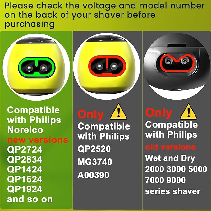 BENSN Charger Cord for Philips Norelco One Blade QP1924, Charging Cable for Philips Beauty Lady Electric Shaver Series 6000 8000, BRL146, BRL166, BRL136 [2 Pack 1M, 3,3ft,White]