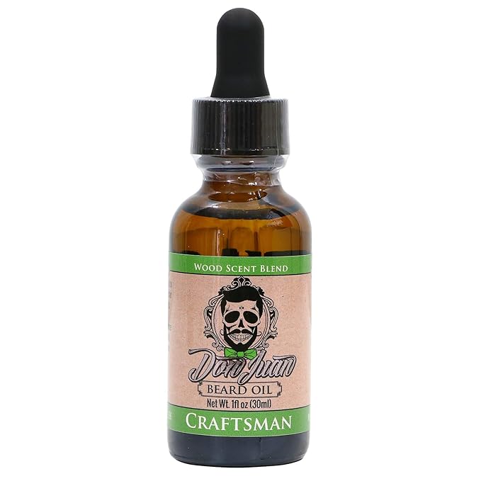 Don Juan Craftsman Beard Oil And Conditioner - 100% Organic - Unique Blend Of Natural Oils Jojoba, Argan, Vitamin E, And More - Cedarwood Cypress Pine - Naturally Scented 1oz