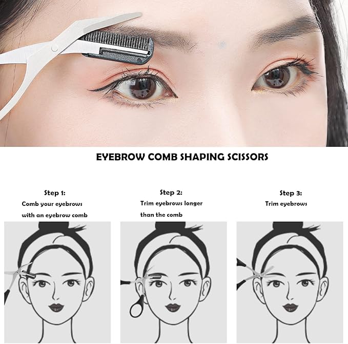Eyebrow Razor Kit, 11 in 1 Professional Eyebrow Grooming Set, Including 3 Razors Trimmer,1 Tweezer,2 Scissors,2 Replacement Blades,1 Eyelashes Roller,1 Eyebrow Brush,1 Storage Bag