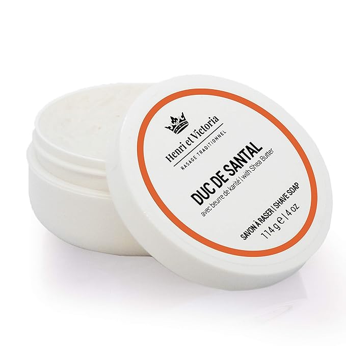 Henri et Victoria Traditional Shaving Soap For Men | Duc de Santal Fragrance | Smooth Shave, Lathers Up Nicely, Long-Lasting Scent | Canadian Made by Skilled Artisan 114 g (4 oz)