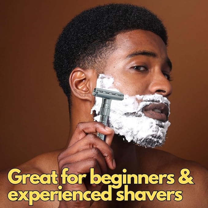 GENTS Men’s Classic Chrome Adjustable Butterfly Open Double Edge Safety Razor, Smooth Shave with 20 Premium Sharp Blades