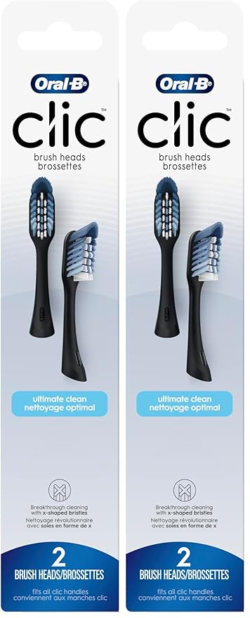 Oral-B Clic Toothbrush Replacement Heads,toothbrushes,Black Refill Brush Heads,(Pack of 4)