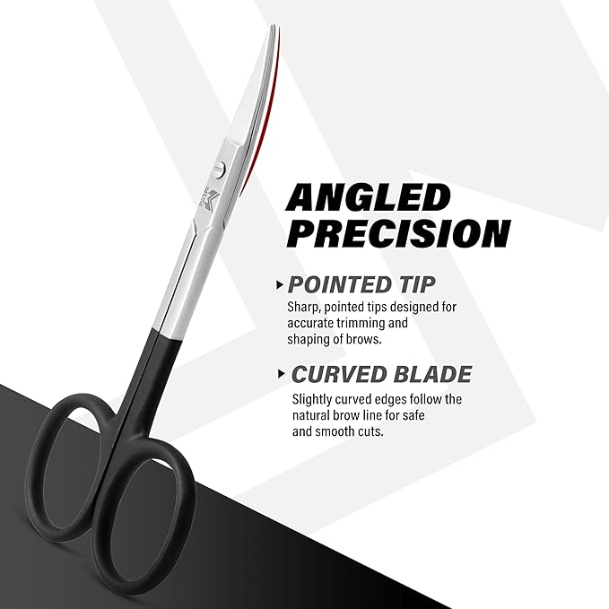 MUSI Eyebrow, Facial Hair, Ingrown Hair & Splinter Removal Tweezers with Eyebrow Scissors – Precision Multi-Purpose Beauty Tools, Anti-Rust Stainless Steel, Travel Case Included, for Women & Men