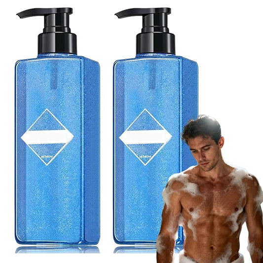 Aquablue Body Wash,Aquablue Shower Gel With Long Lasting Scent,Deep Cleansing Pore Care Moisturization,Body Wash Men Moisturizing (2PCS)