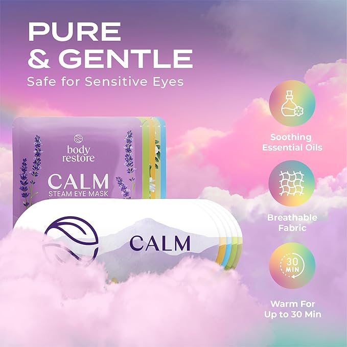 Body Restore Self Heating Warm Compress for Dry Eyes 30 Pack - Heated Eye Mask for Fast Relief, Birthday Gifts for Women, Men, Travel Essentials, Stye Eye Treatment, Relaxation - Variety