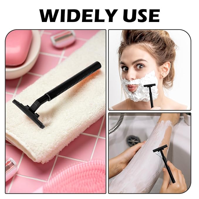 120 Pack Disposable Twin Blade Razors Individually Wrapped, Clear Safety Cap， Multipurpose Portable Shave Razor for Man Woman Bathing Hotel Travel (Black)