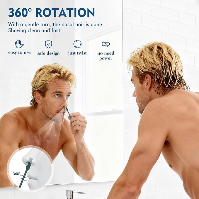 10 Pcs Nasal Hair Cutter, 2025 New 2-in-1 Double Sided Nose Hair Trimmer, 360° Rotating Manual Nose Hair Trimmer for Men and Women, Portable Professional Nasal Remover for Home Travel Essentials