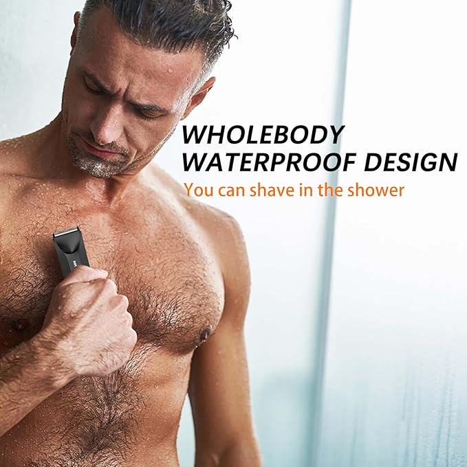 MAXGROOM Manscape Body Hair Trimmer for Men, IPX7 Waterproof Pubic & Groin Hair Trimmer- Electric Ball Shaver with LED Light, Ceramic Blade, USB Rechargeable & Travel Pouch