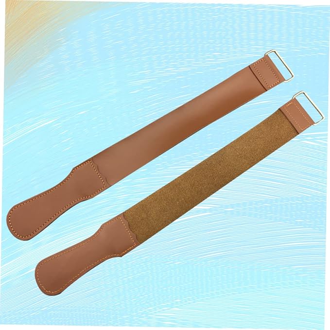 2pcs Leather Strop Set Genuine Cowhide Sharpening Cloth for Straight Scissors and Tools Polishing for Barbers and Woodworkers
