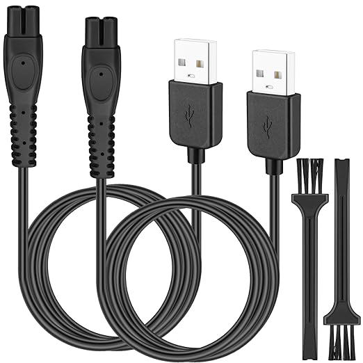 3Ft Shaver Charger Cord, 2 Pack 5V Electric Shaver USB Charging Cable, 24AWG Trimmer Razor Power Cord with Fishbone-Reinforced Cable Boot Design, for Philips Norelco Shaver QP2724, QP2834