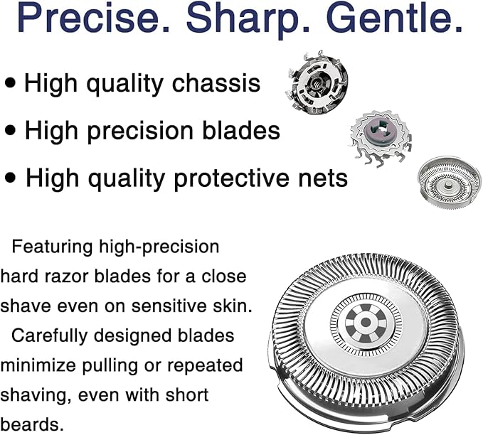 SH71/52 Replacement Head Shaver Compatible with Phillips Norelco Series 7000 and Angular-Shaped 5000 (S5xxx), SH71/52 Blades for Philips 7000 Replacement Heads for 7500 7530 S7370 S7371, 6-Pack