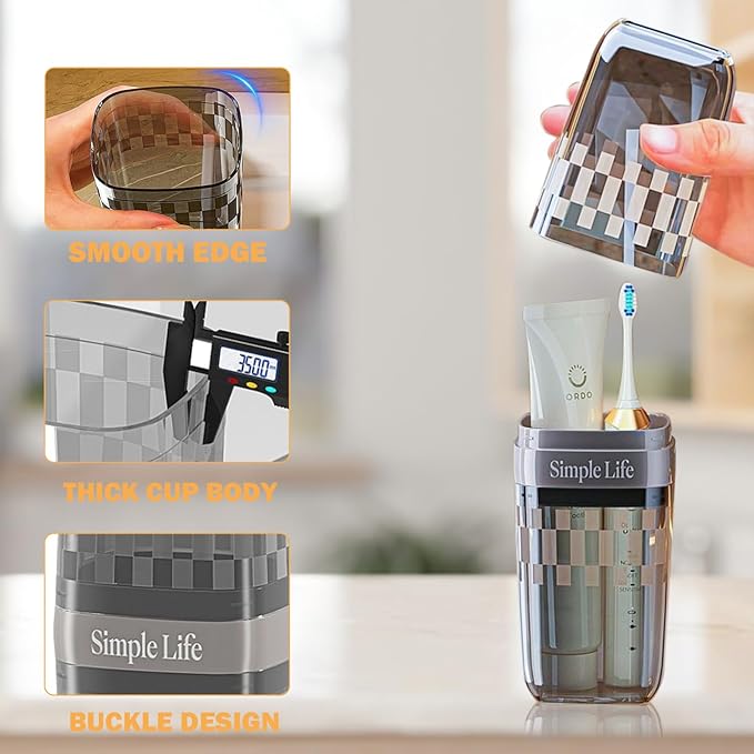 Toothbrush Holder Travel, Covered Toothbrush Case, Portable Travel Toothbrush Holder, Toothbrush Travel Case Carrier for Camping, Bathroom, School, Business Trips (Clear)