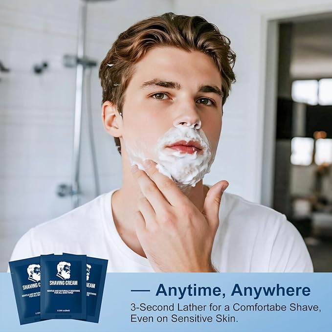 Shaving Cream Bulk Travel,8ml/0.28 oz Travel Shave Cream Disposable Shaving Cream in Bulk for Hotel Homeless （Jasmine，pack of 30)