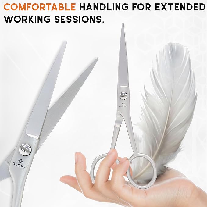 GLORY 5 Inch Professional Beard and Mustache Scissors, Premium Stainless Steel Facial Hair Trimming Scissors - Sharp Serrated Edge Grooming Shears for Men, Precision Mustache & Beard Trimming Scissor