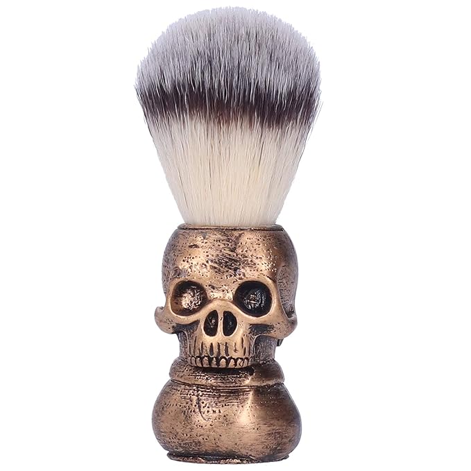 Barber Cleaning Hairbrush, Neck Duster Shaving Beard Brush with Creative Skull Handle Hair Brush Cleaning Tool for Professional Salon and Home