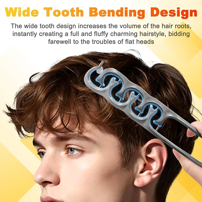 New Upgrade Texture Comb, Volumizing Wide-Tooth Hair Styling Comb, Fluffy Wide Tooth Curly Hair Comb, Men's Textured StylingComb, Fringe Parting Styling Accessory (2PCS)