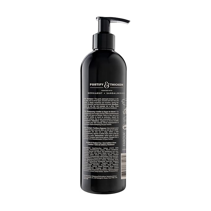 CHI Pour Homme Moisturizing Daily Shampoo for Men, Sulfate-Free Hair Cleanser with Aloe Vera & Nettle, Hydrates & Fortifies for Thicker, Healthier Hair, Fresh Woody Scent, 11.5 oz