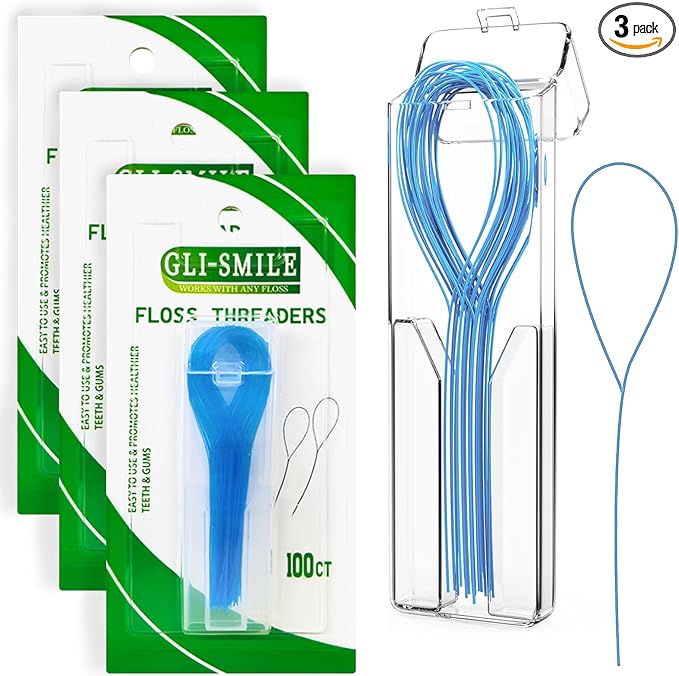 Floss Threaders, Orthodontic Threader, Ultraclean Access Tool for Maintaining Oral Health with Braces, Bridges, and Implants 300 Count (Pack of 3)