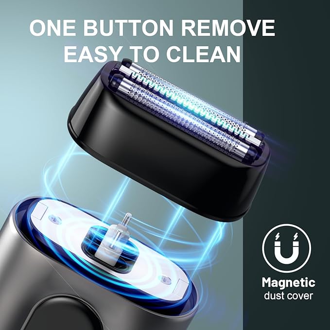 Electric Foil Shavers for Men: Mini Electric Razor with Big LED Display & 3 Floating Blades - IPX7 Waterproof Wet Dry Face Razor, USB Type C Valentine's Day Gifts