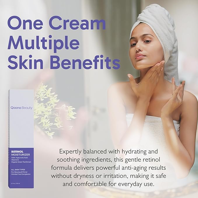 Qaana Collagen Retinol Face Cream for Deep Hydration | Anti-Aging Wrinkle & Fine Line Minimizer with Hyaluronic Acid & Bakuchiol | Day/Night Moisturizer for Women & Men, Made in USA