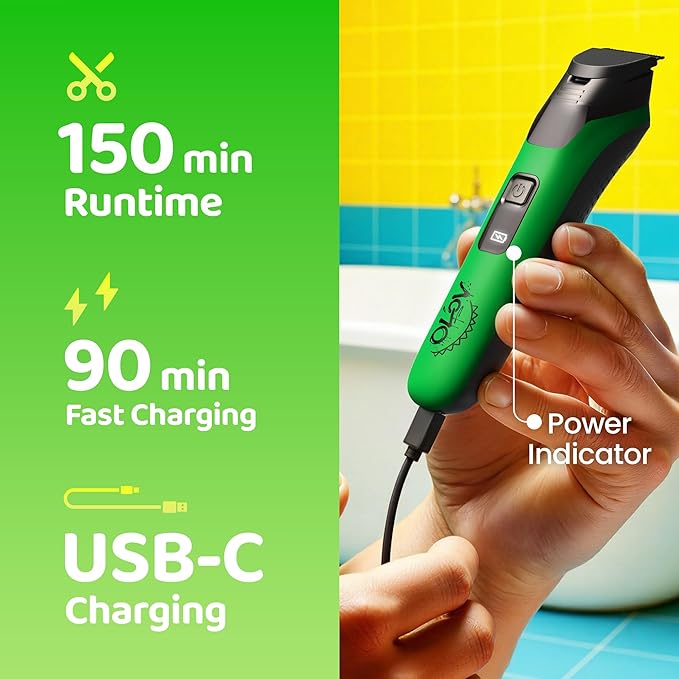 Electric Beard Trimmer for Men,Nose Hair Trimmer & Electric Razor 10-in-1 Grooming Kit Cordless Shaver Gift-Ready for Men(Green)