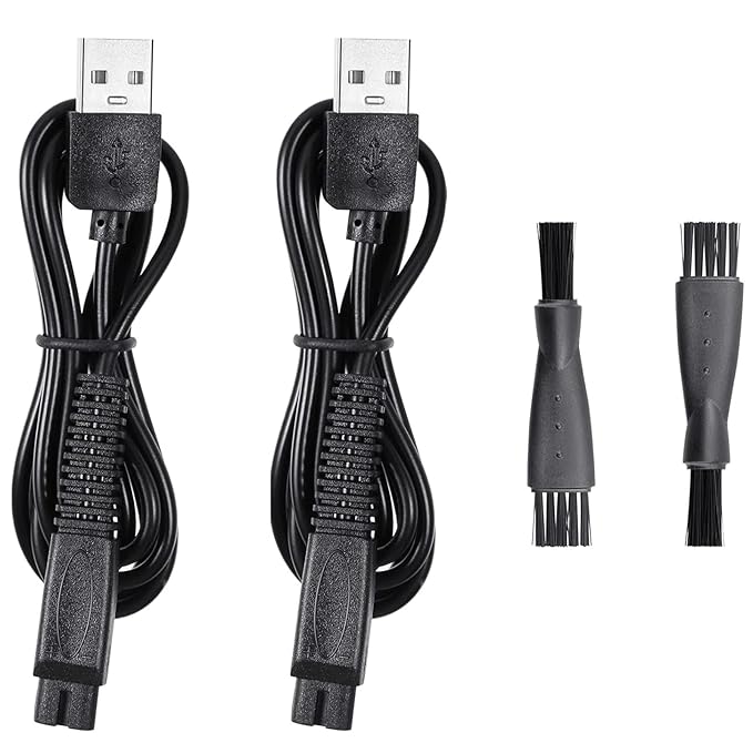 2PCS LinMei Shaver Charger Cord for Microtouch Solo Electric Shaver Solo Trimmer USB Charging Cable Solo Razor Charger 31.5 in with Cleaning Brush