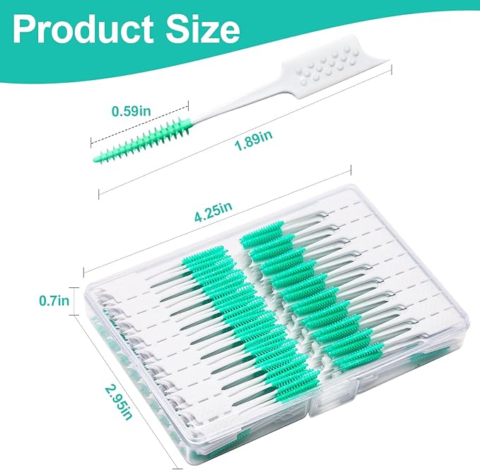 300 Pieces Interdental Brushes,Braces Brush with Silicone Head,Dental Tooth Flossing Toothpick Cleaners Tooth Tool, Orange