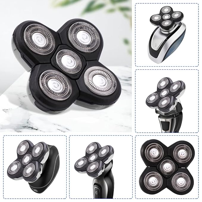 5 Head Shaver Heads, 2PCS Shaver Blade Heads Shaver Replacement for Electric Razor Shaving Bald Tool, Head and Face Electric Razor Shaver Head, Not Fit for Remington Razors and Skull Rotary Razors