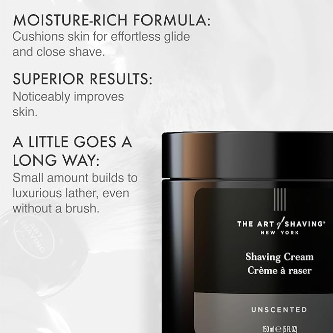 The Art of Shaving Icon Duo Kit – Unscented Shaving Cream (5 oz) and Shaving Brush – Prevents Shaving Burn for the Perfect Shave – Safe for Sensitive Skin