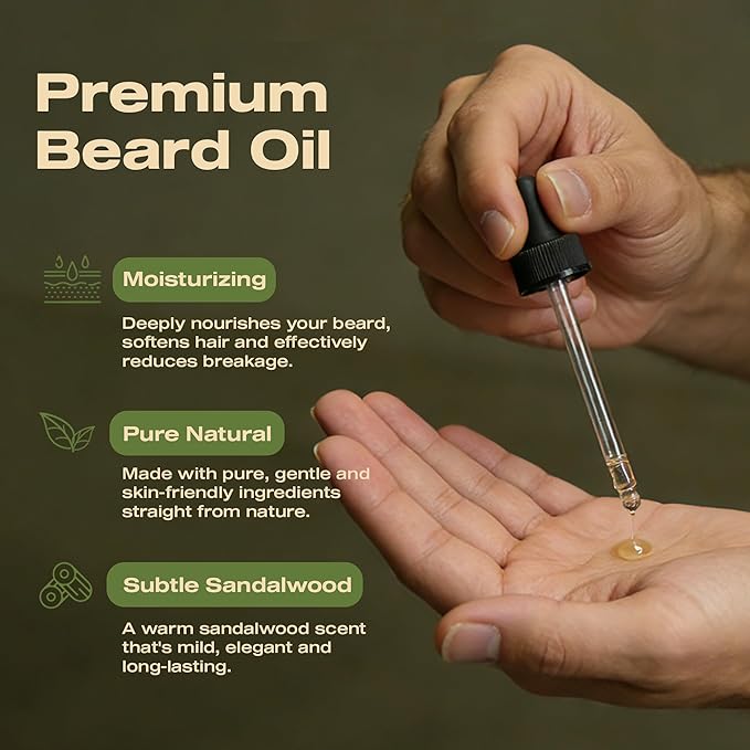 Waking Forest Beard Growth Oil for Men, Natural Sandalwood with Argan, Castor & Biotin, Vitamin E, Nourishes Thicker Softer Fuller Beard, Premium Gift for Bearded Gentlemen (120ml / 4 fl oz)