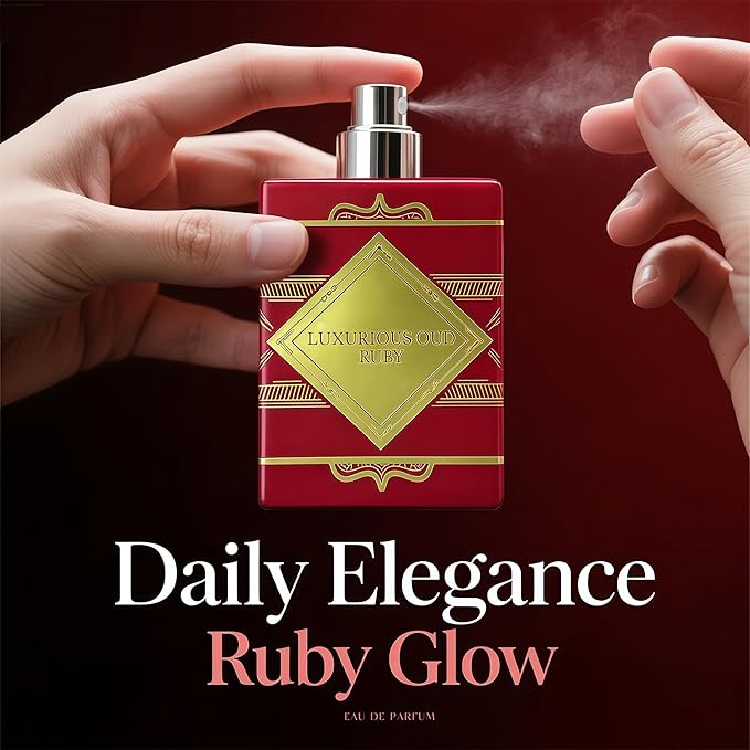 Men's Cologne Eau De Parfume Natural Spray Luxurious Oud Ruby Perfume with Fruity, Fresh, Amber Wood,Cedarwood Scent 3.4 Fluid Ounce Long Lasting Fragrance