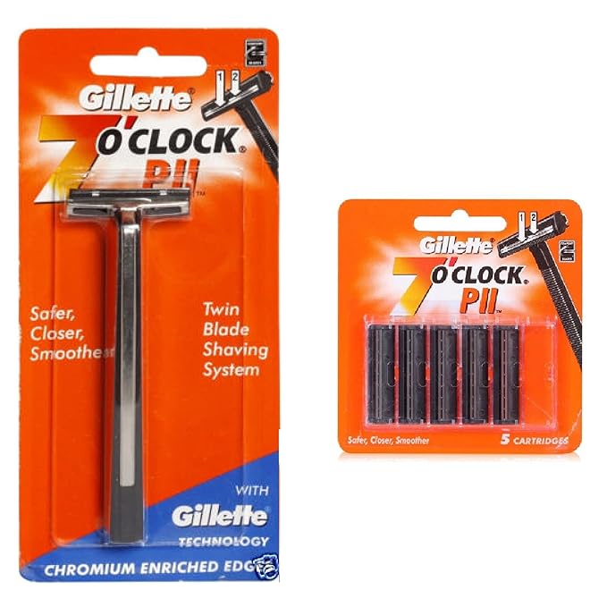 7 O'Clock PII Trac II Razor + cartridge with 5 pcs