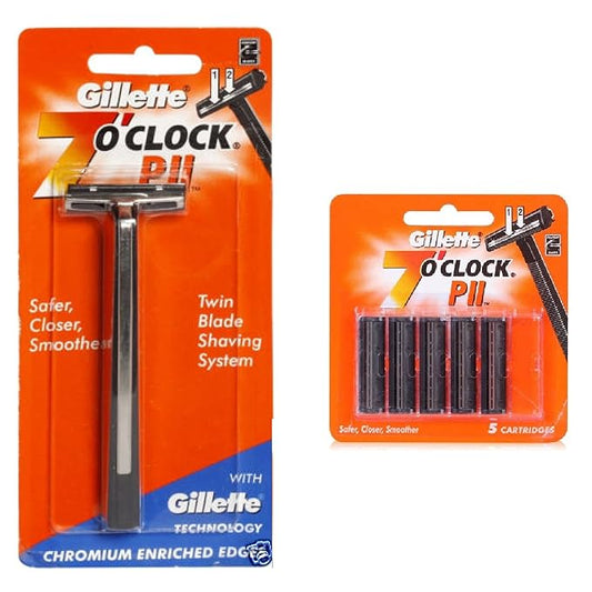 7 O'Clock PII Trac II Razor + cartridge with 5 pcs