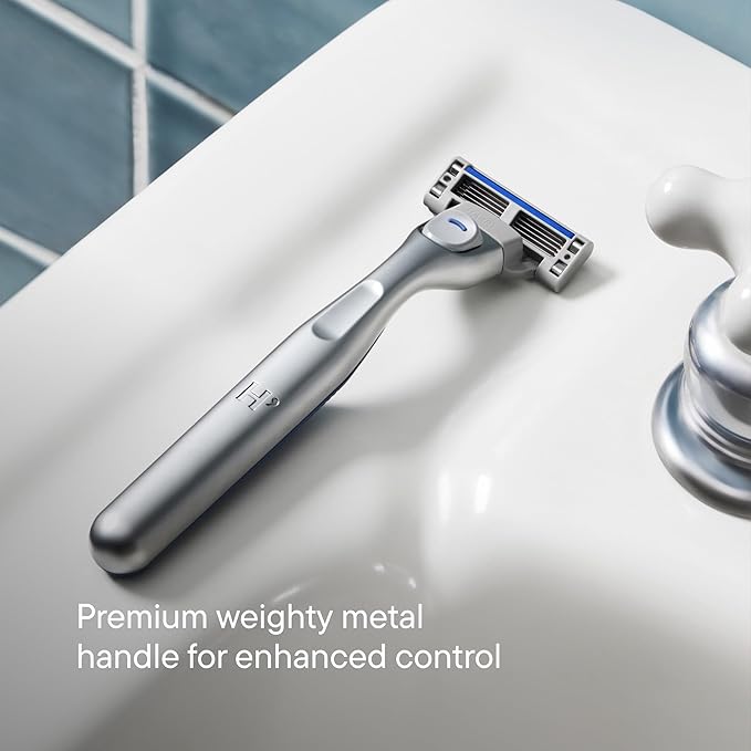 HARRY'S PLUS: Shaving Kit for Men - Gift Box with Premium Handle, 5 Razor Blade Cartridges, 2 oz Foaming Shave Gel & Travel Cover, Advanced Pivoting System - Moss
